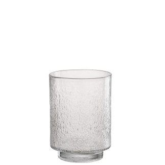 Bougeoir sur pied en verre transparent 19x19x49 cm