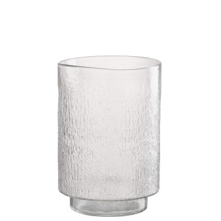 BOUGEOIR SUR PIED VERRE TRANSPARENT LARGE 19X19X59CM