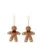 Set de 2 bonhommes façon pain d’épice en tissu marron 14x3x14 cm Set de 2 bonhommes façon pain d’épice en tissu marron 14x3x14 cm
