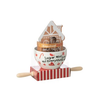Set de patisserie en céramique rouge 35x16.8x28 cm