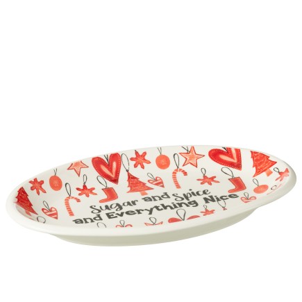Piatto ovale in ceramica rossa 55,5x4,8x31,5 cm