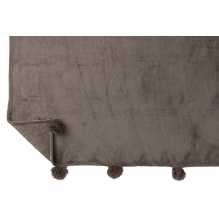 Manta com pompons em poliéster cinza escuro 176 x 128 cm
