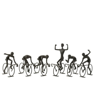 Set de 6 cyclistes en résine noir 21x12.5x27 cm