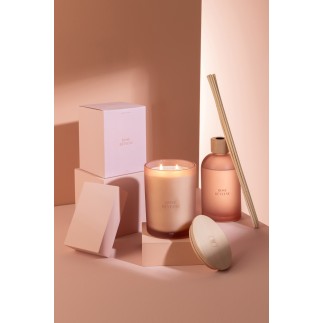 Bougie senteur «Rose Rêveuse» 52h blanche 10.5x10.5x14 cm