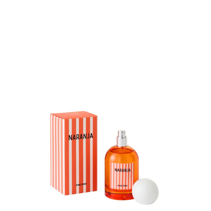 Spray d’ambiance « Mandarine » dans verre orange 6x6x12.5 cm Spray d’ambiance « Mandarine » dans verre orange 6x6x12.5 cm