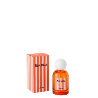 Spray d’ambiance « Mandarine » dans verre orange 6x6x12.5 cm