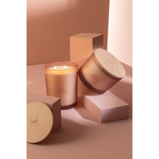 Candela profumata «Rosa sognante» 52h bianca 10.5x10.5x14 cm