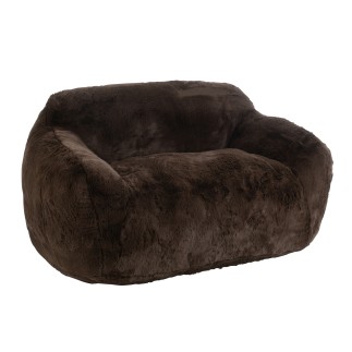Sofa 2 personnes en textile marron 152x110x81 cm