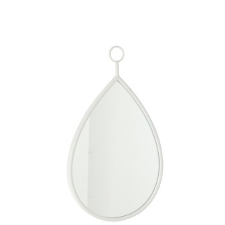 Specchio sospeso bordo metallo bianco 37x61,5 cm