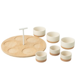 Conjunto de tapas com 3 taças de cerâmica branca, 29 x 29 x 5,5 cm