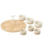 Conjunto de tapas com 3 taças de cerâmica branca, 29 x 29 x 5,5 cm Conjunto de tapas com 3 taças de cerâmica branca, 29 x 29 x 5,5 cm