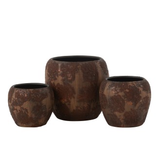 Vaso redondo de cerâmica castanha 24x24x22 cm