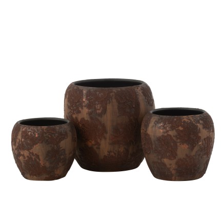 Vaso redondo de cerâmica castanha 24x24x22 cm