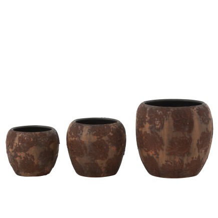 Vaso redondo de cerâmica castanha 24x24x22 cm