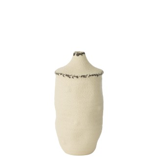 Jarrón de cerámica beige 13 x 13 x 28,5 cm