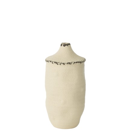 Vase en céramique beige 13x13x28.5 cm