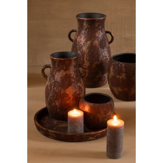 Pot de fleur rond en céramique marron 24x24x22 cm