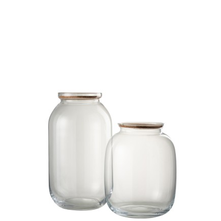 Pot décoratif avec couvercle liège en verre transparent H41cm