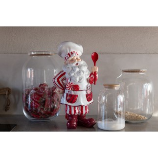 Vaso decorativo con coperchio in sughero in vetro trasparente H41cm