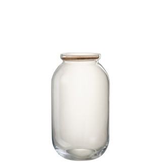 Vaso decorativo con coperchio in sughero in vetro trasparente H41cm