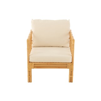 Poltrona con cuscino in rattan bianco naturale 67x73x64 cm