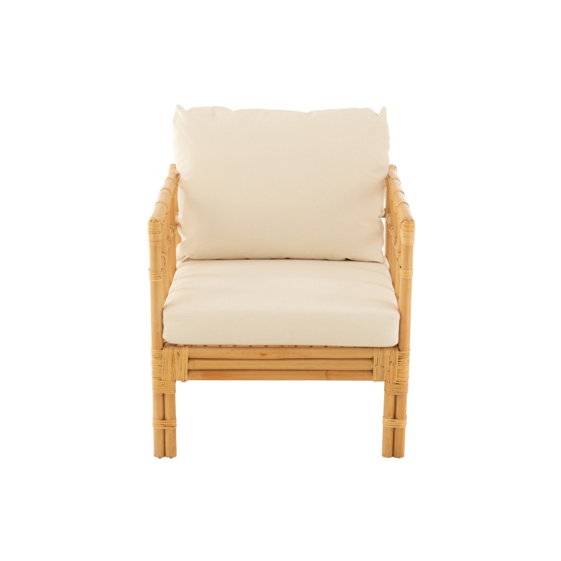 Poltrona con cuscino in rattan bianco naturale 67x73x64 cm Poltrona con cuscino in rattan bianco naturale 67x73x64 cm