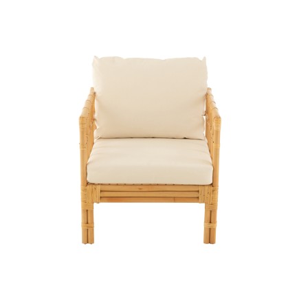 Poltrona con cuscino in rattan bianco naturale 67x73x64 cm