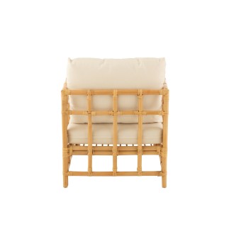 Fauteuil avec coussin en rotin naturel blanc 67x73x64 cm