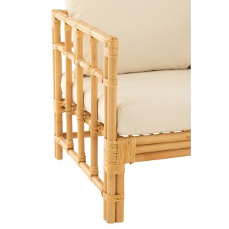 Fauteuil avec coussin en rotin naturel blanc 67x73x64 cm