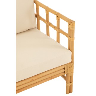 Fauteuil avec coussin en rotin naturel blanc 67x73x64 cm