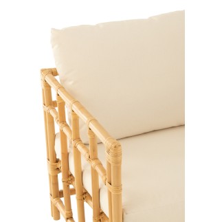 Fauteuil avec coussin en rotin naturel blanc 67x73x64 cm