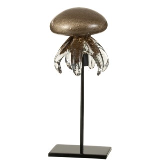 Statuette méduse sur pied en verre marron 10x10x25 cm