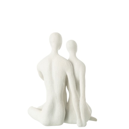 Figurine couple en polyrésine blanc 29.5x29x35.5 cm