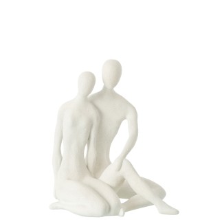 Figurine couple en polyrésine blanc 29.5x29x35.5 cm