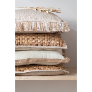 Coussin carré en textile naturel 45x45x10 cm
