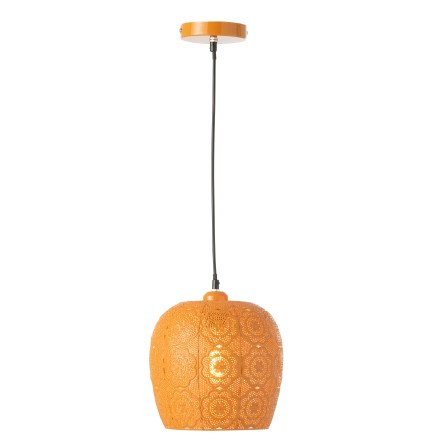 Lampada a sospensione in metallo arancione 23.5x23.5x39 cm