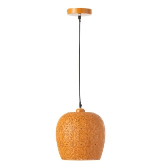 Candeeiro suspenso em metal laranja 23,5 x 23,5 x 39 cm