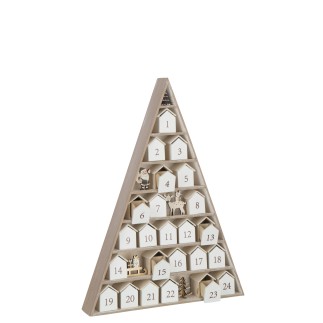 Árbol calendario de adviento de contrachapado blanco 32x5,5x45 cm