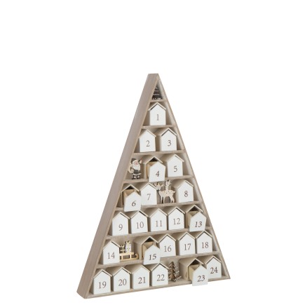 Calendrier de l'Avent arbre en contreplaqué blanc 32x5.5x45 cm