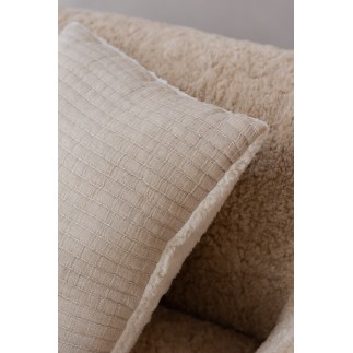 Coussin carré à lignes en coton marron 45x45x12 cm