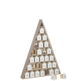 Calendrier de l'Avent arbre en contreplaqué blanc 32x5.5x45 cm