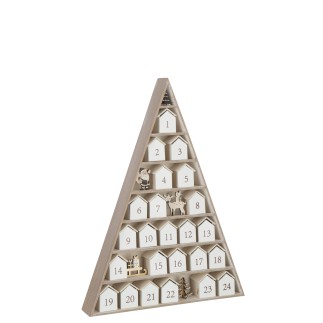 Calendrier de l'Avent arbre en contreplaqué blanc 32x5.5x45 cm