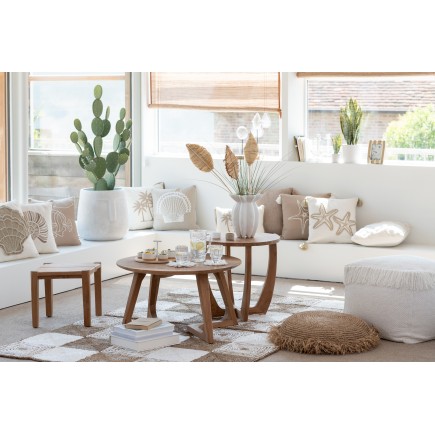 Tapis carrés/spirales en plastique blanc/naturel 153x122x1.5 cm