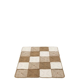 Tapis carrés/spirales en plastique blanc/naturel 153x122x1.5 cm