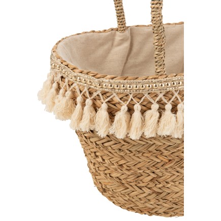 Sac de plage en rotin en bois naturel 49x24x46 cm