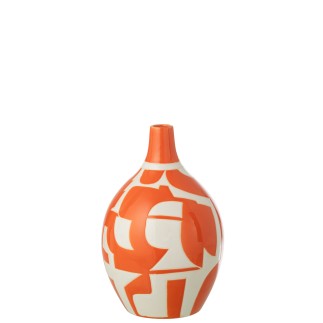 Vaso geométrico em porcelana branca 23,5 x 23,5 x 35 cm
