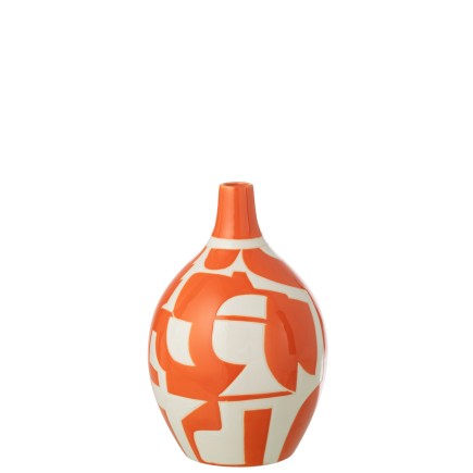 Vaso geométrico em porcelana branca 23,5 x 23,5 x 35 cm