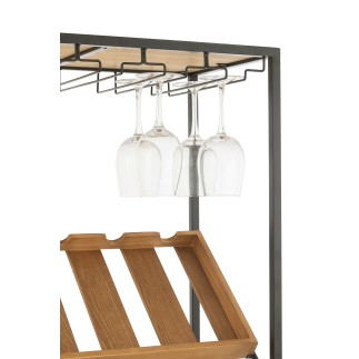 Botellero de madera beige, 60 x 33 x 169 cm