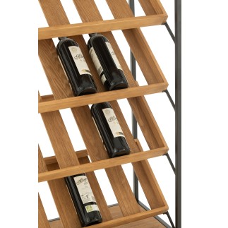 Botellero de madera beige, 60 x 33 x 169 cm