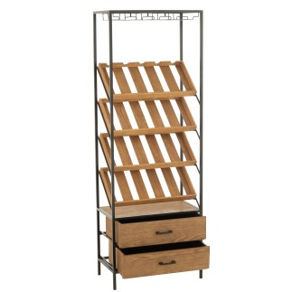 Portabottiglie in legno beige 60x33x169 cm